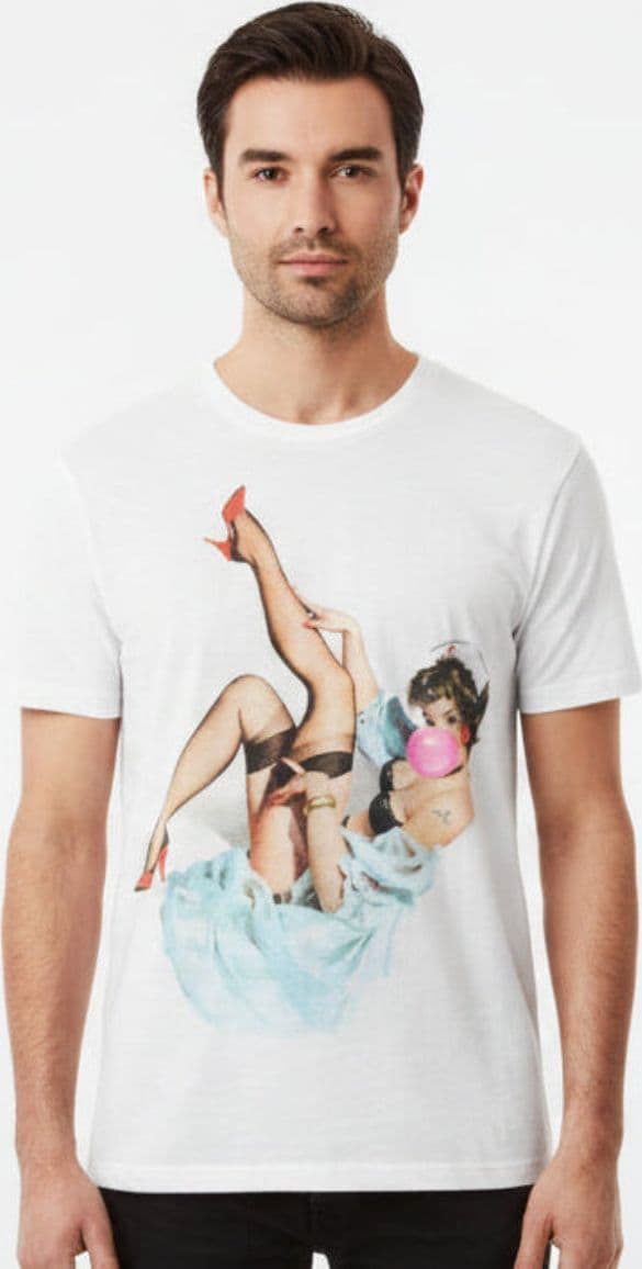 T-Shirt Uomo Let's Bubble Stampa Personaggi Bianco - Streetwear Creativo Italiano