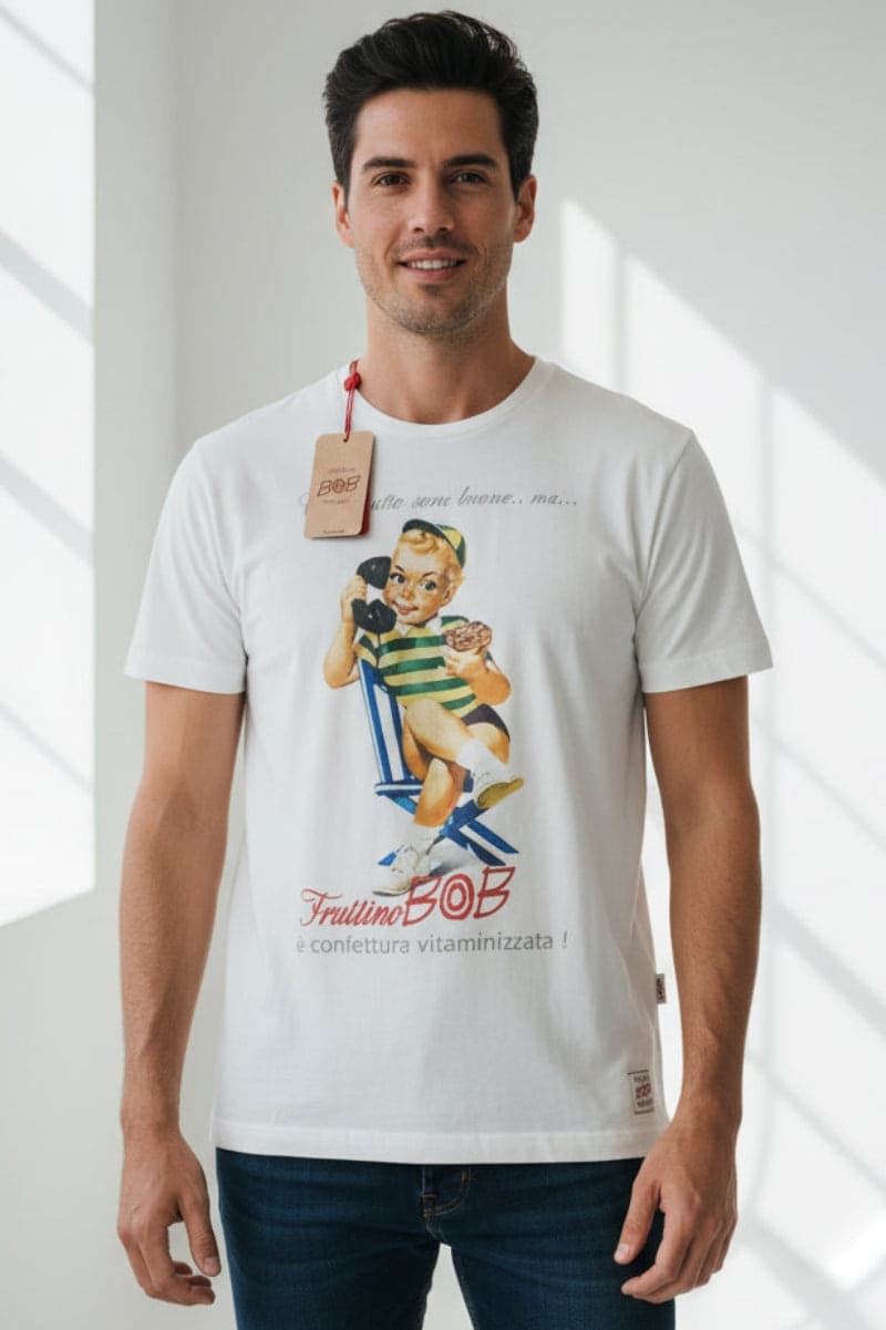 T-Shirt Uomo BOB - Hell Fruttino Bianco Gesso
