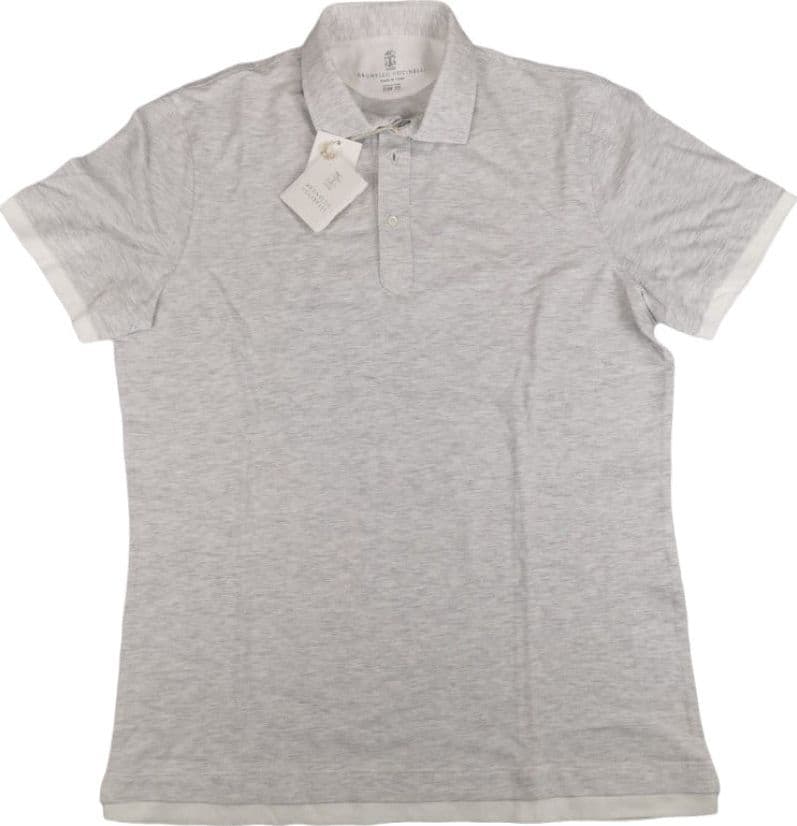 Polo Uomo Brunello Cucinelli - Colore bianco con sfumature grigio in Polo Couture - Sestu, commercioVirtuoso.it