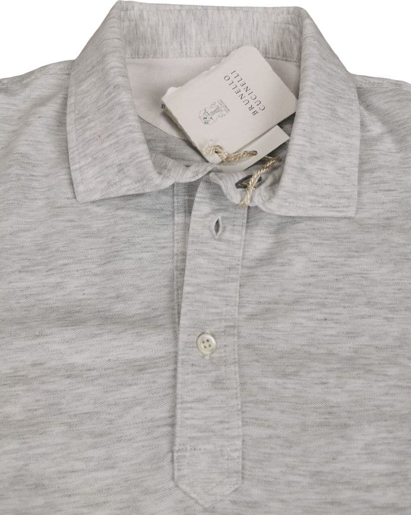 Polo Uomo Brunello Cucinelli - Colore bianco con sfumature grigio in Polo Couture - Sestu, commercioVirtuoso.it