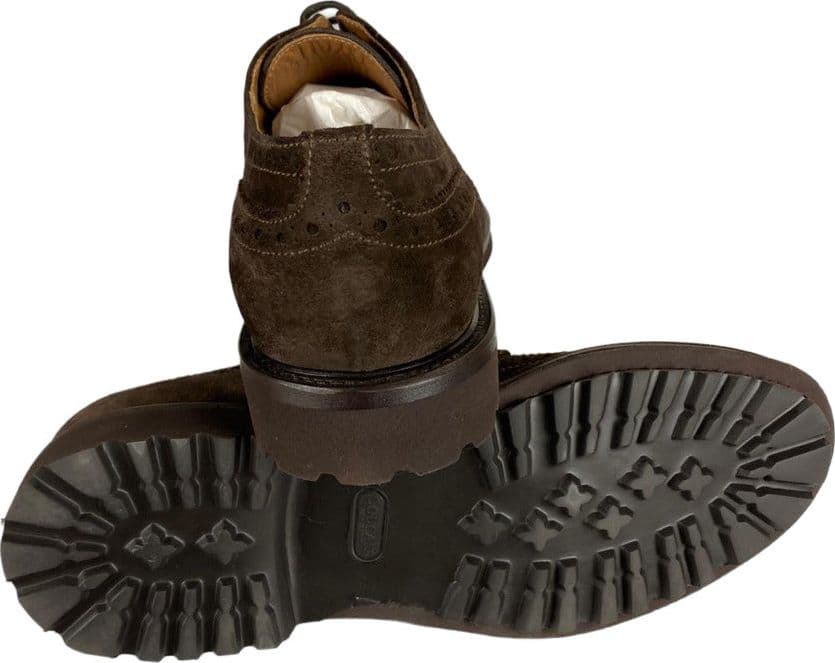 Scarpa uomo Doucal's - Derby Stringate Brogue  camoscio colore marrone - 3
