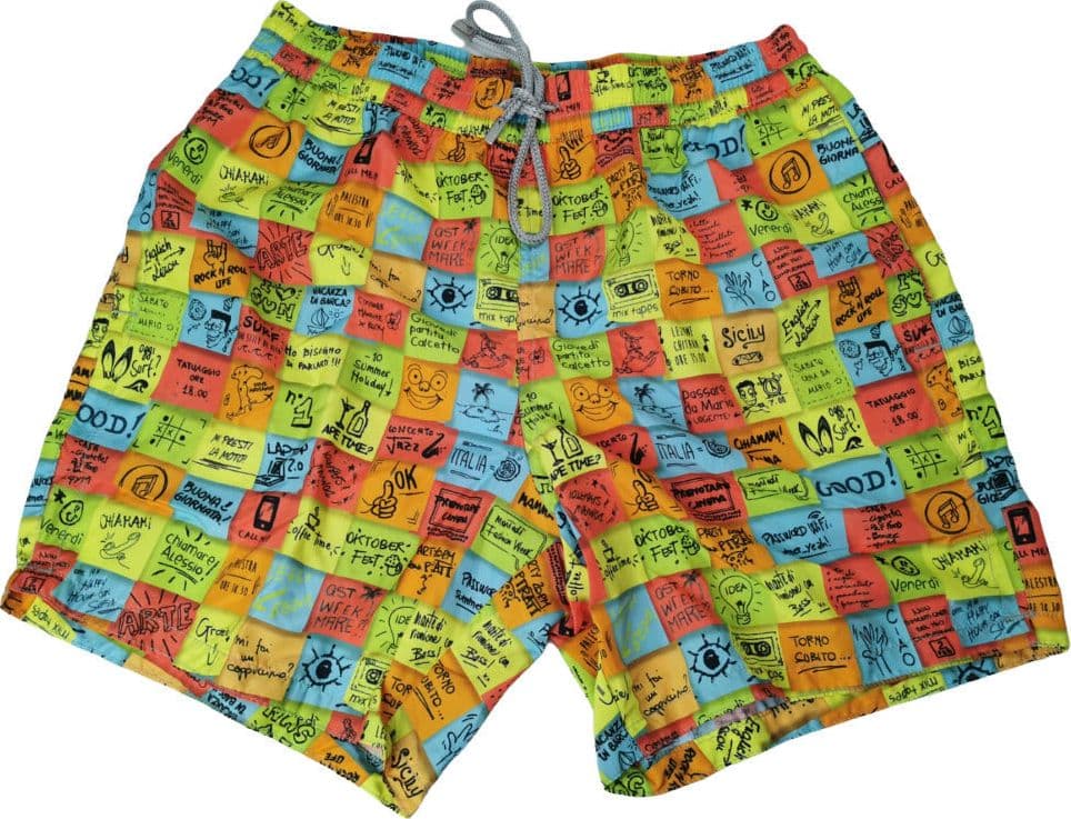 Boxer mare Uomo Zeybra Portofino 1962 - fantasia post-it - colore giallo fluo multicolor