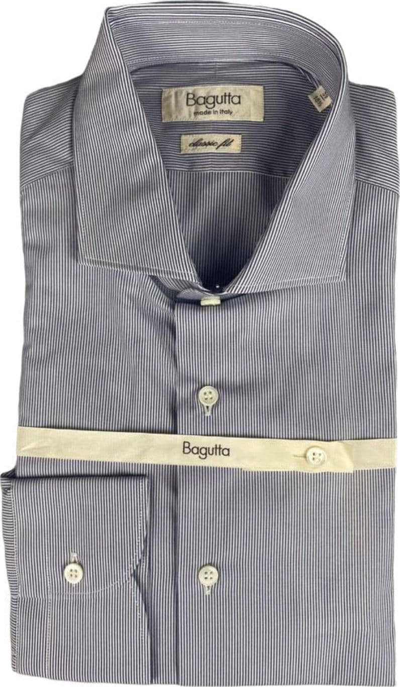 Camicia uomo Bagutta - Fantasia mille righe - Colore bianco/grigio in Camicie casual Couture - Sestu, commercioVirtuoso.it