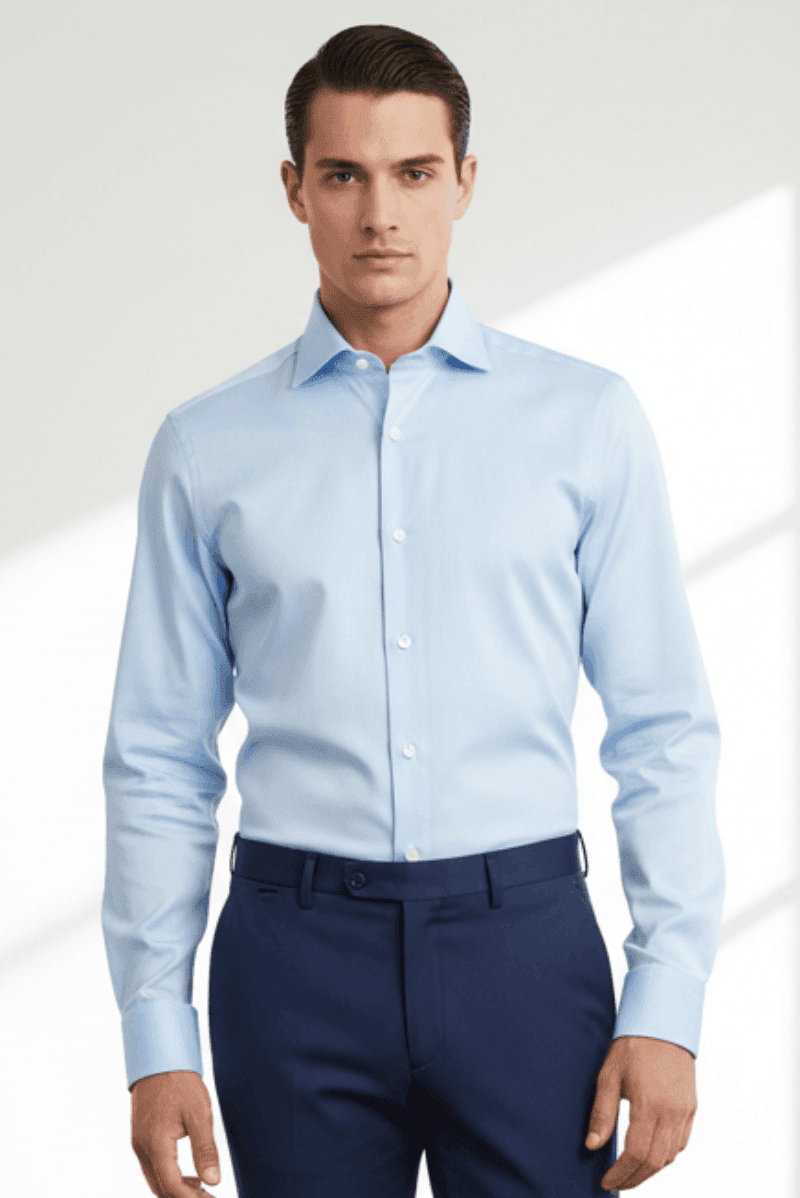 Camicia uomo Sonrisa - Tinta unita - Collo francese - Celeste