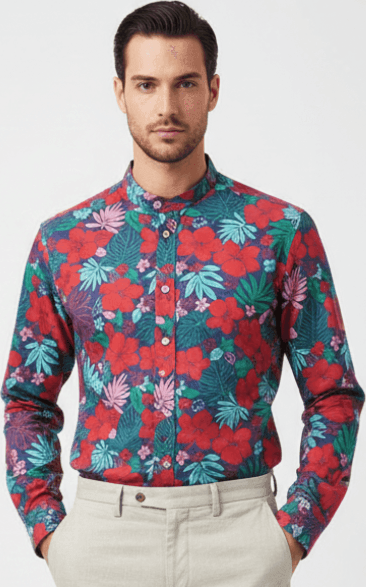 Camicia uomo Borriello - Fiori - Coreana