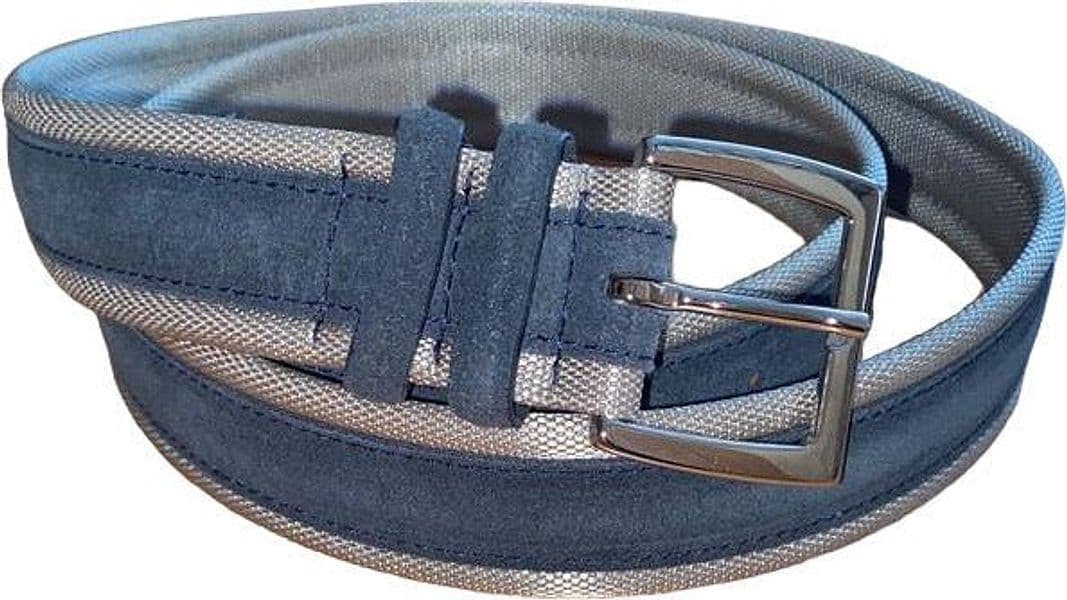 Cintura uomo Orciani - Amalfi - in suede e tessuto - Blu notte - 3