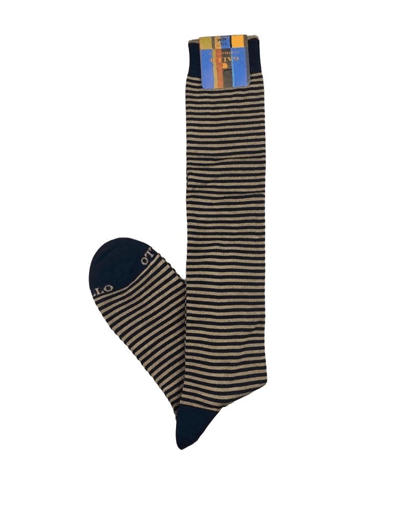Calze Lunghe Uomo Gallo - Righe Bicolore Blu Beige - 3