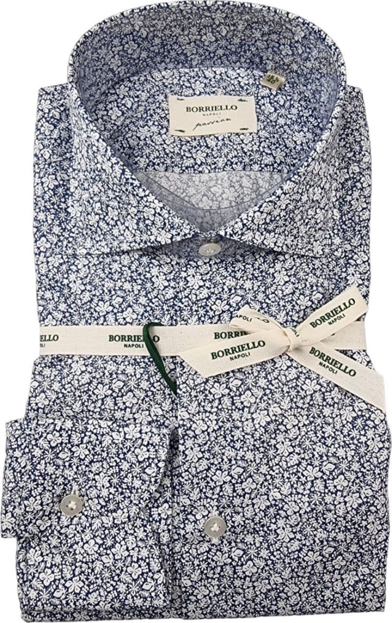 Camicia uomo Borriello - Fiori - Blu/bianco in Camicie casual Couture - Sestu, commercioVirtuoso.it