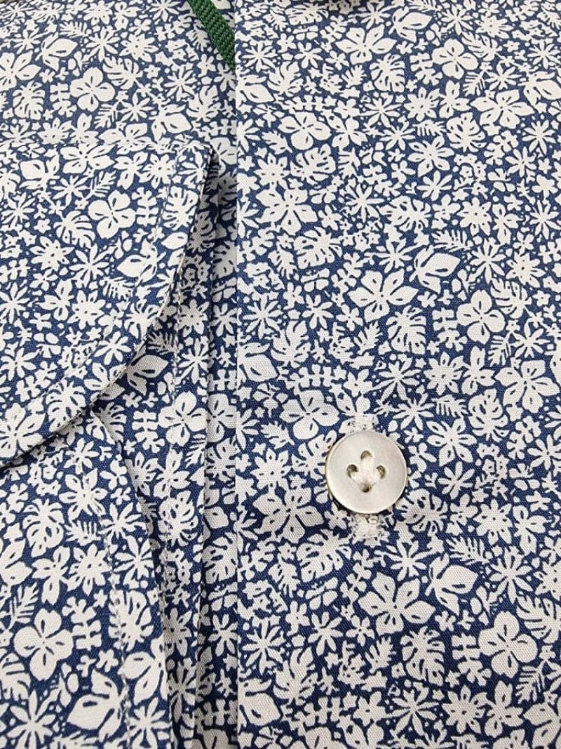 Camicia uomo Borriello - Fiori - Blu/bianco in Camicie casual Couture - Sestu, commercioVirtuoso.it
