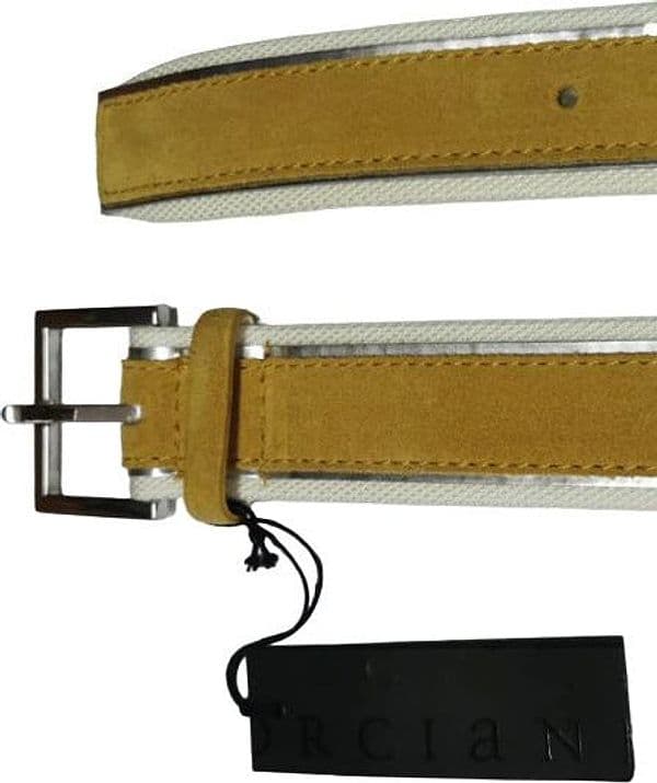 Cintura uomo Orciani - Amalfi  in suede e tessuto - Curry bianco argento - 3
