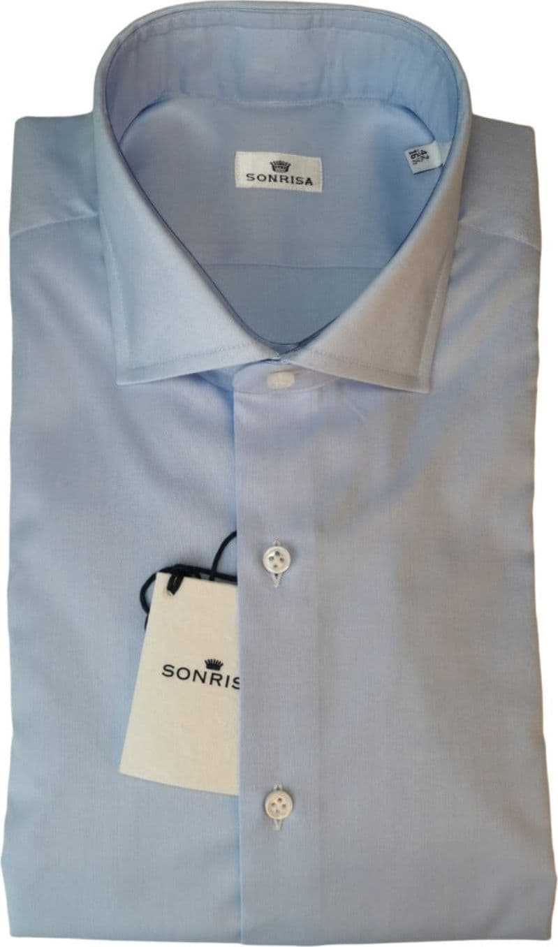 Camicia uomo Sonrisa -  tinta unita - collo francese - colore celeste in Camicie casual Couture - Sestu, commercioVirtuoso.it
