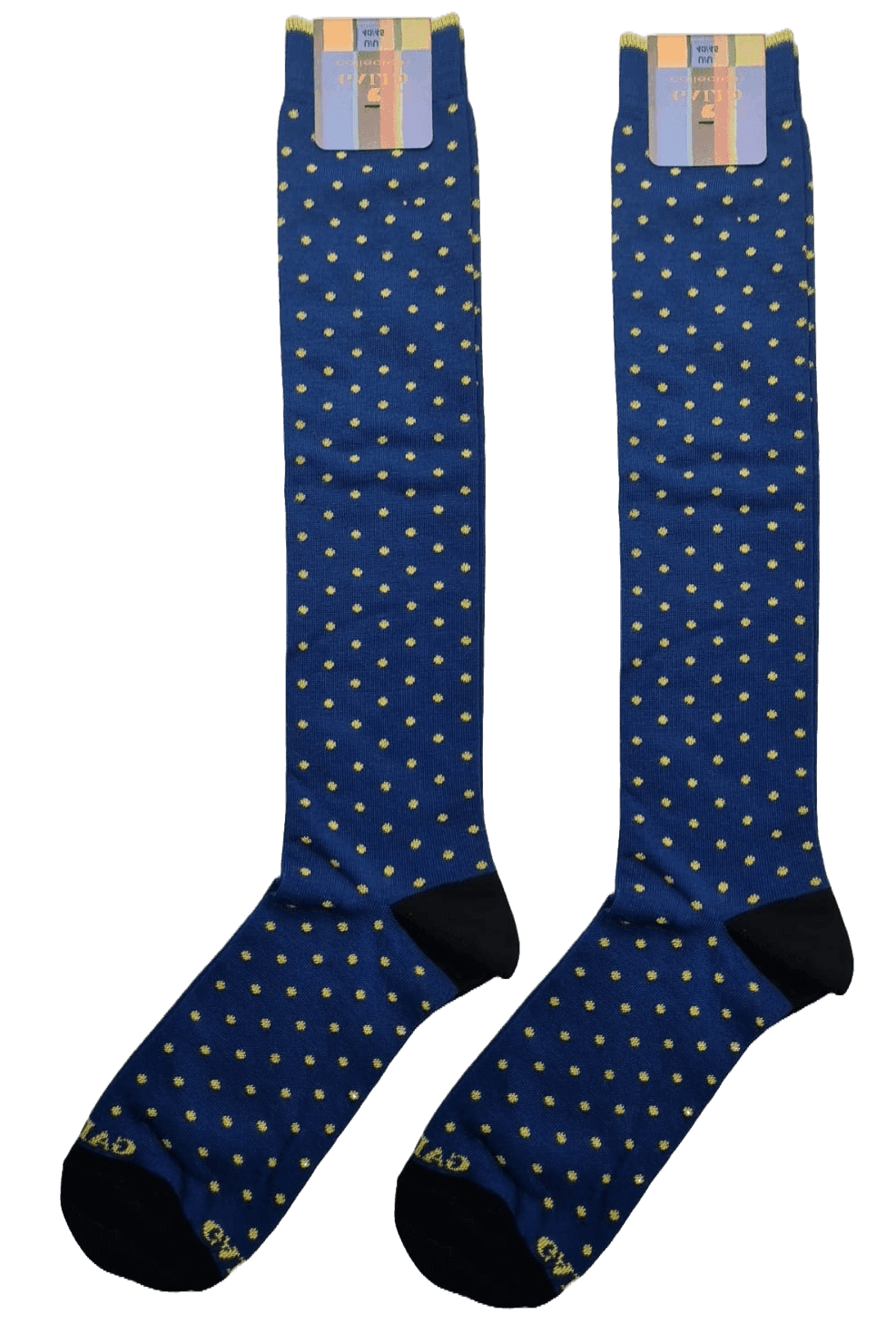 Calze Lunghe Uomo Gallo - Fantasia pois - blu/nero/giallo