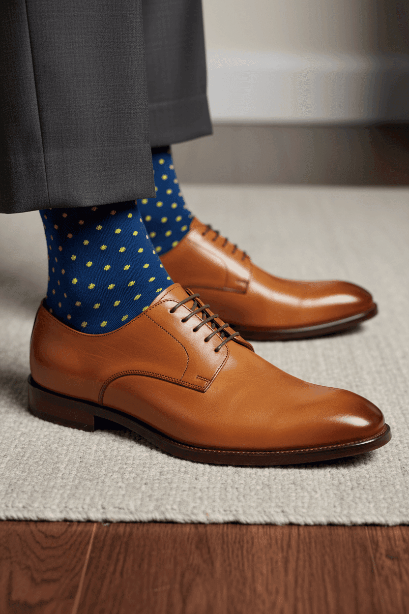 Calze Lunghe Uomo Gallo - Fantasia pois - blu/nero/giallo in Calze Couture - Sestu, commercioVirtuoso.it