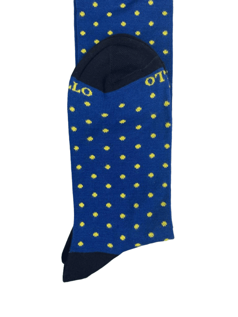 Calze Lunghe Uomo Gallo - Fantasia pois - blu/nero/giallo - 3