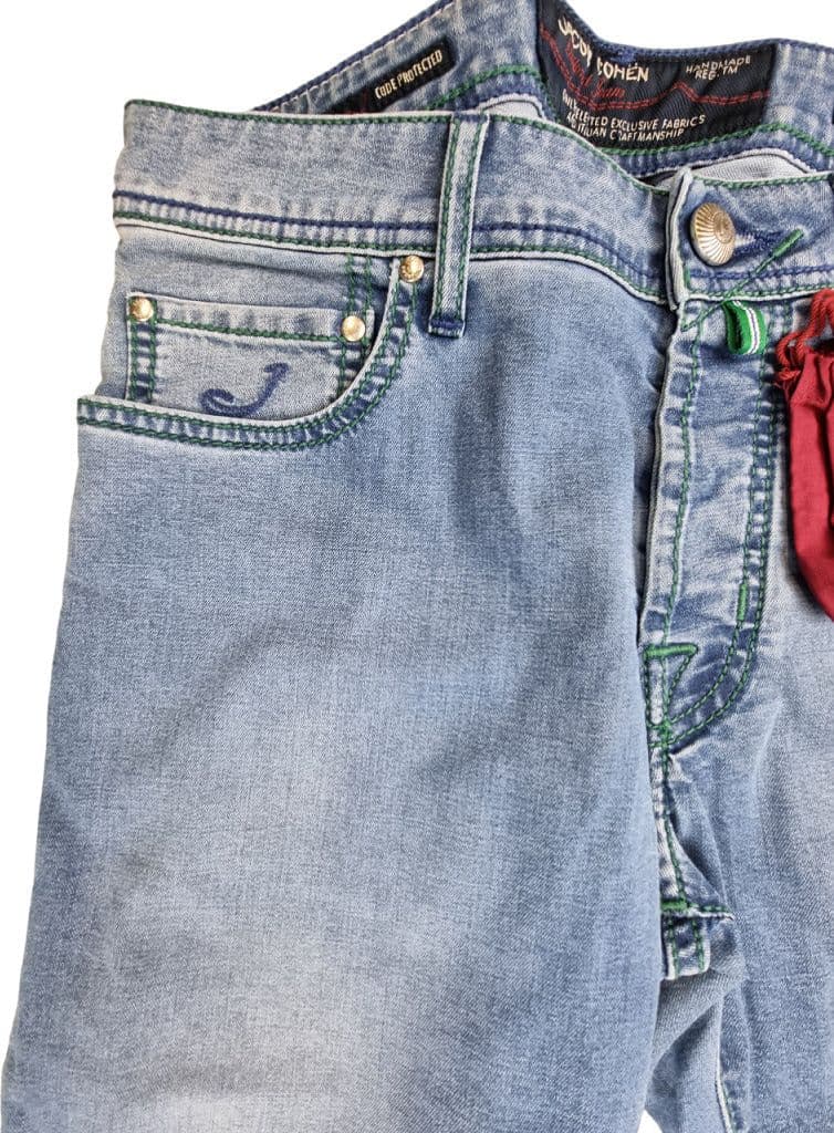 Jeans Uomo Jacob Cohen J688 Comfort - 5 Tasche Denim Slavato Stretch Italiano - 6