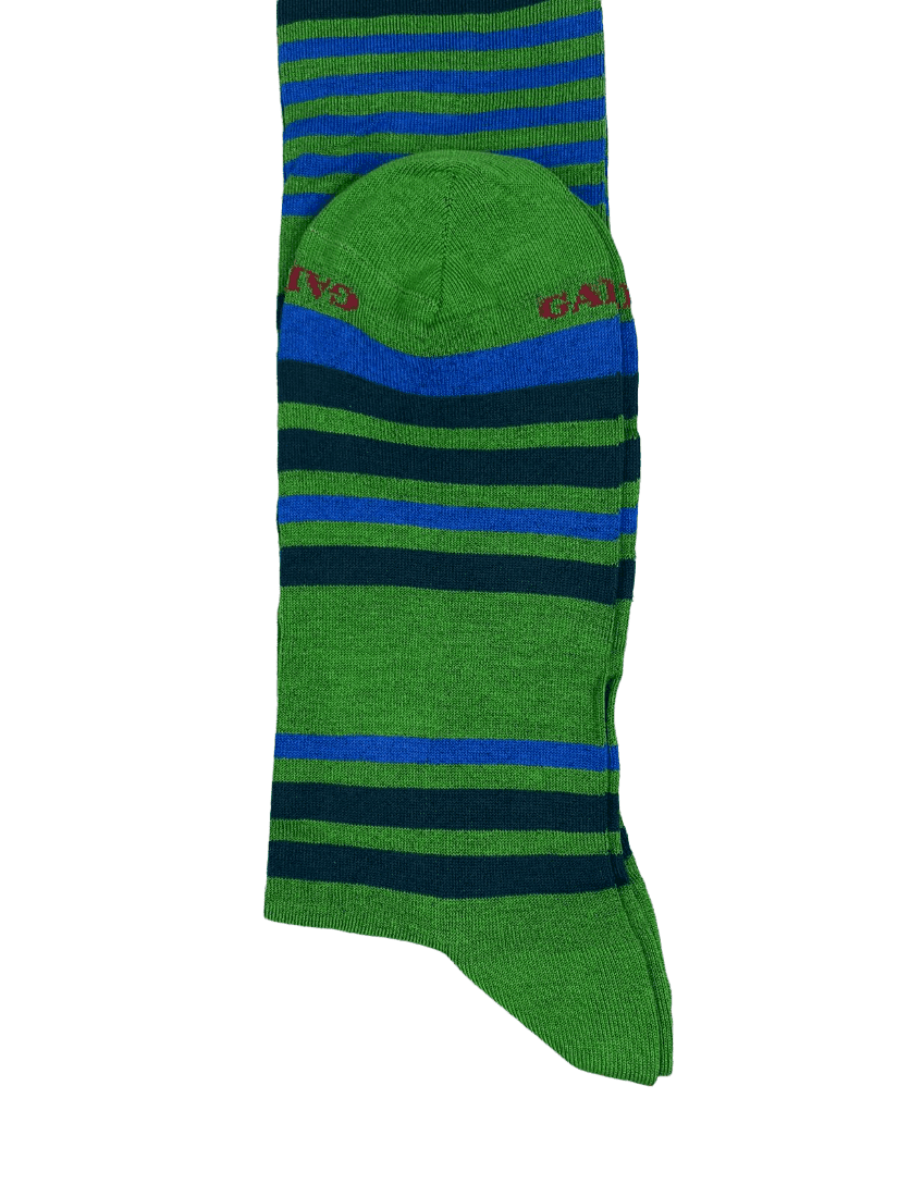 Calze Lunghe Uomo Gallo - Righe Verde Multicolor in Calze Couture - Sestu, commercioVirtuoso.it