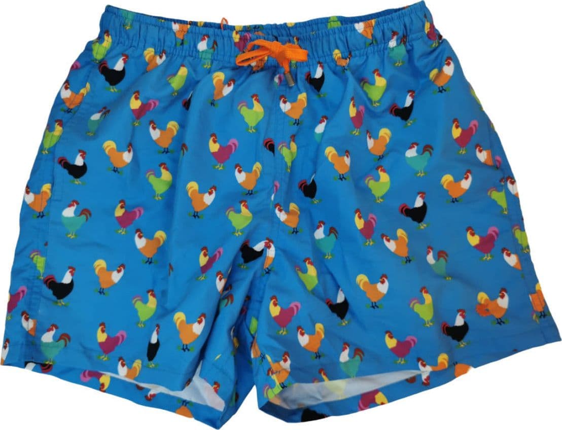 Boxer mare uomo Gallo - fantasia galli colore azzurro