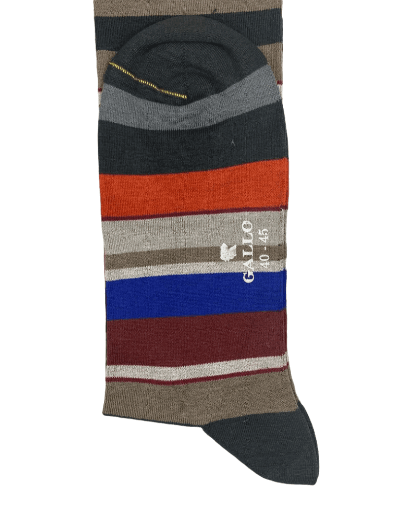 Calze Lunghe Uomo Gallo - Righe Multicolor Cotone 77% Superleggero Eleganti in Calze Couture - Sestu, commercioVirtuoso.it