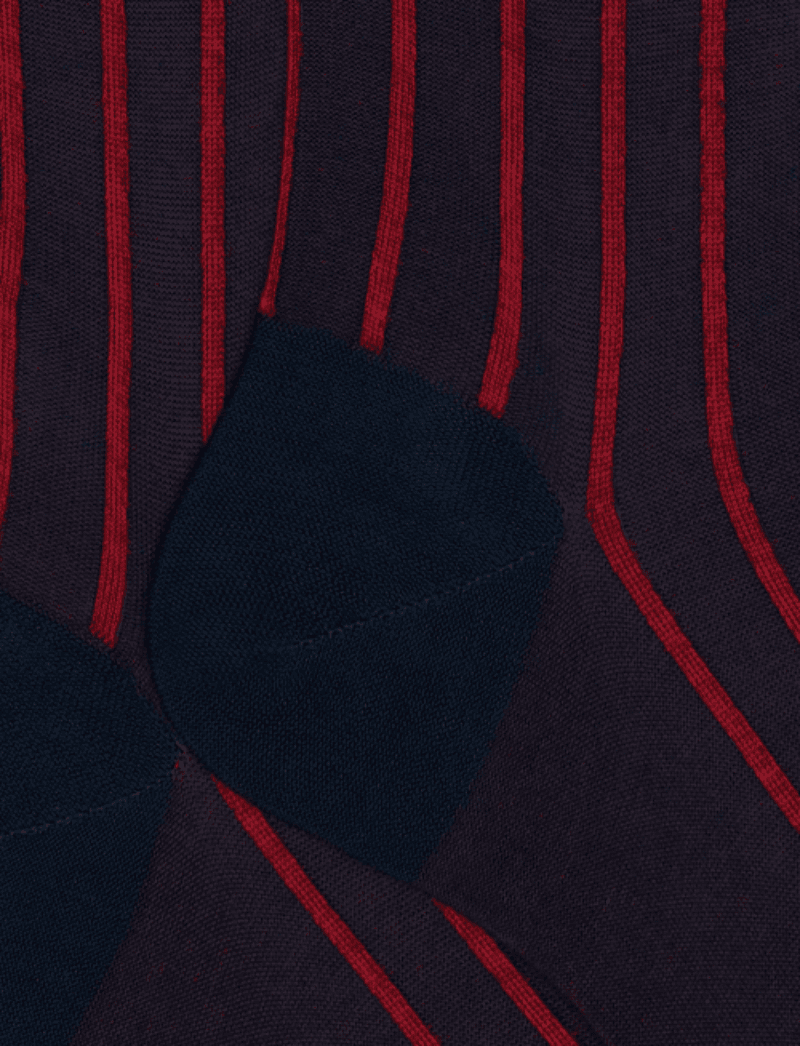 Calze Lunghe Uomo Gallo Righe Oltremare Papavero - Cotone 100% Eleganti in Calze Couture - Sestu, commercioVirtuoso.it