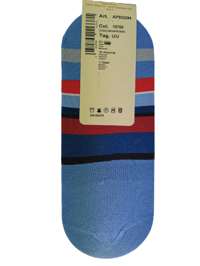 Calze solette uomo Gallo - fantasia a strisce denim -rosso - 3