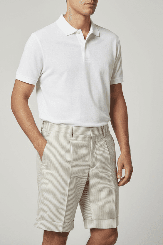 Bermuda uomo PT Torino - a righe - colore bianco/beige