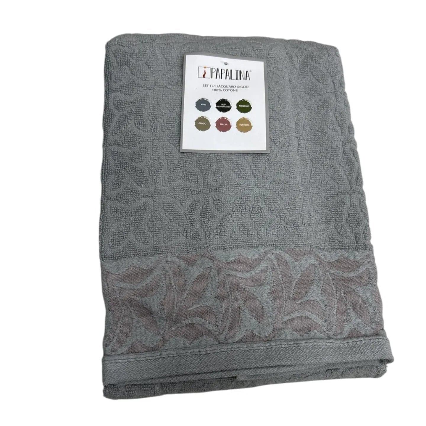 Set Asciugamani 1+1 Papalina Giglio in Spugna di Cotone – Made in Italy - 11
