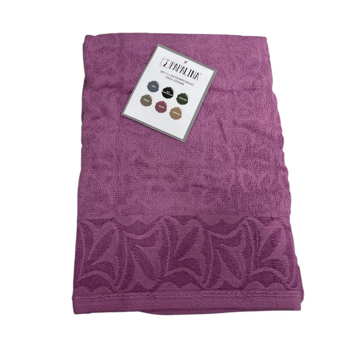 Set Asciugamani 1+1 Papalina Giglio in Spugna di Cotone – Made in Italy - 4