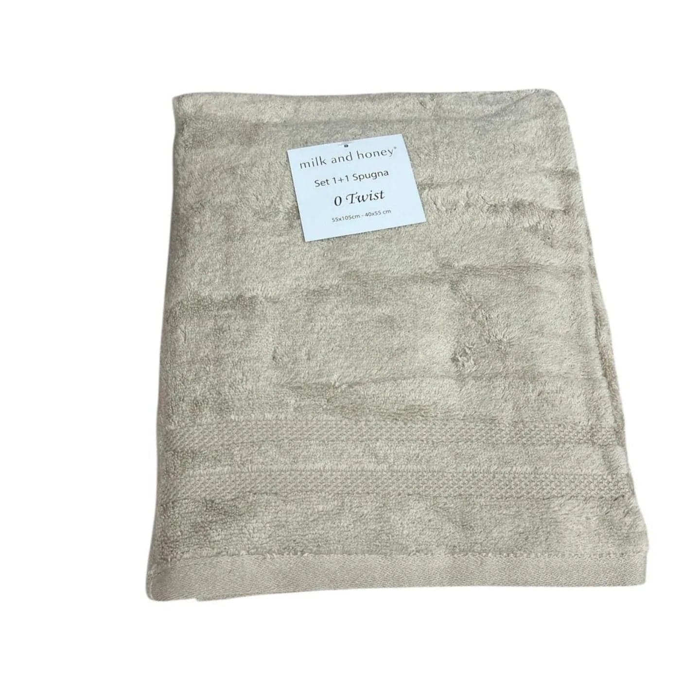 Set Asciugamani 1+1 Milk and Honey Twist in Spugna di Cotone – Made in Italy