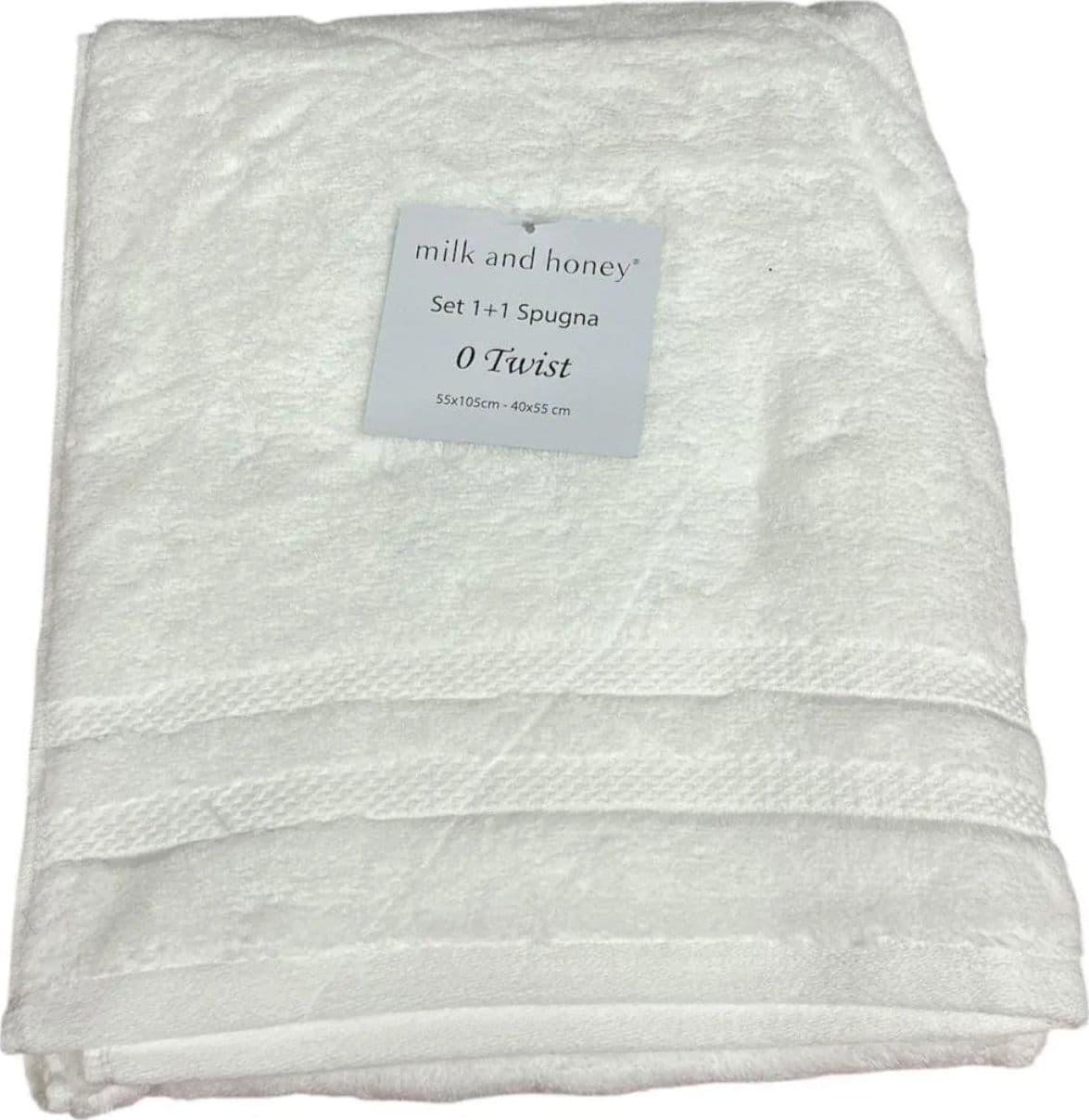 Set Asciugamani 1+1 Milk and Honey Twist in Spugna di Cotone – Made in Italy - 2