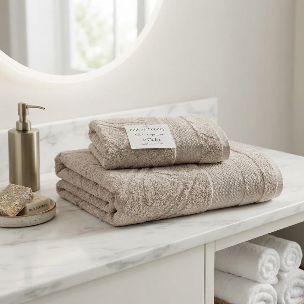 Set Asciugamani 1+1 Milk And Honey Twist  Spugna di Cotone - 3