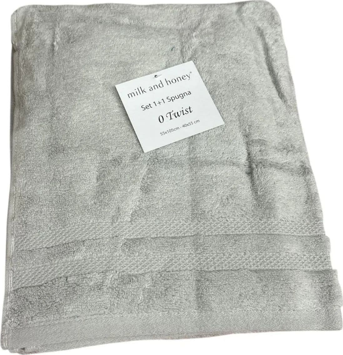 Set Asciugamani 1+1 Milk and Honey Twist in Spugna di Cotone – Made in Italy - 4