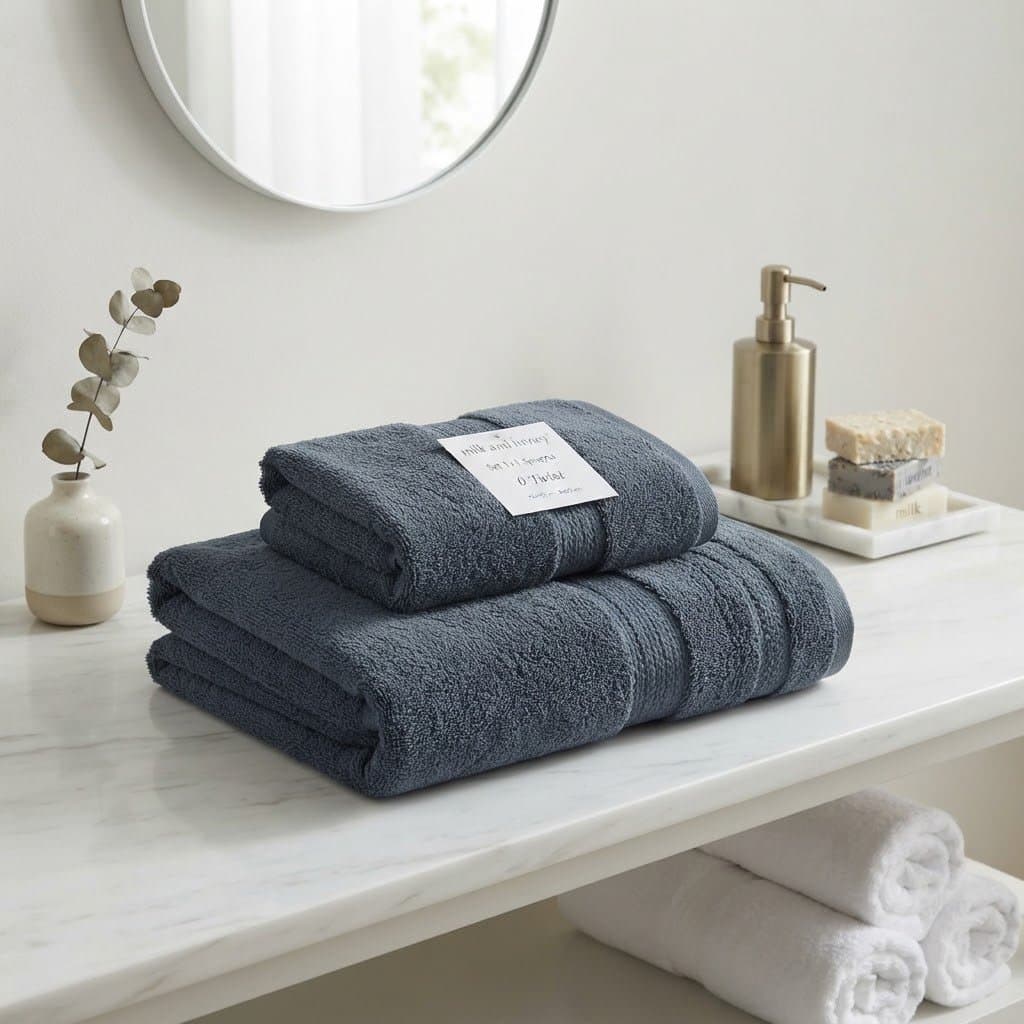 Set Asciugamani 1+1 Milk And Honey Twist  Spugna di Cotone - 6