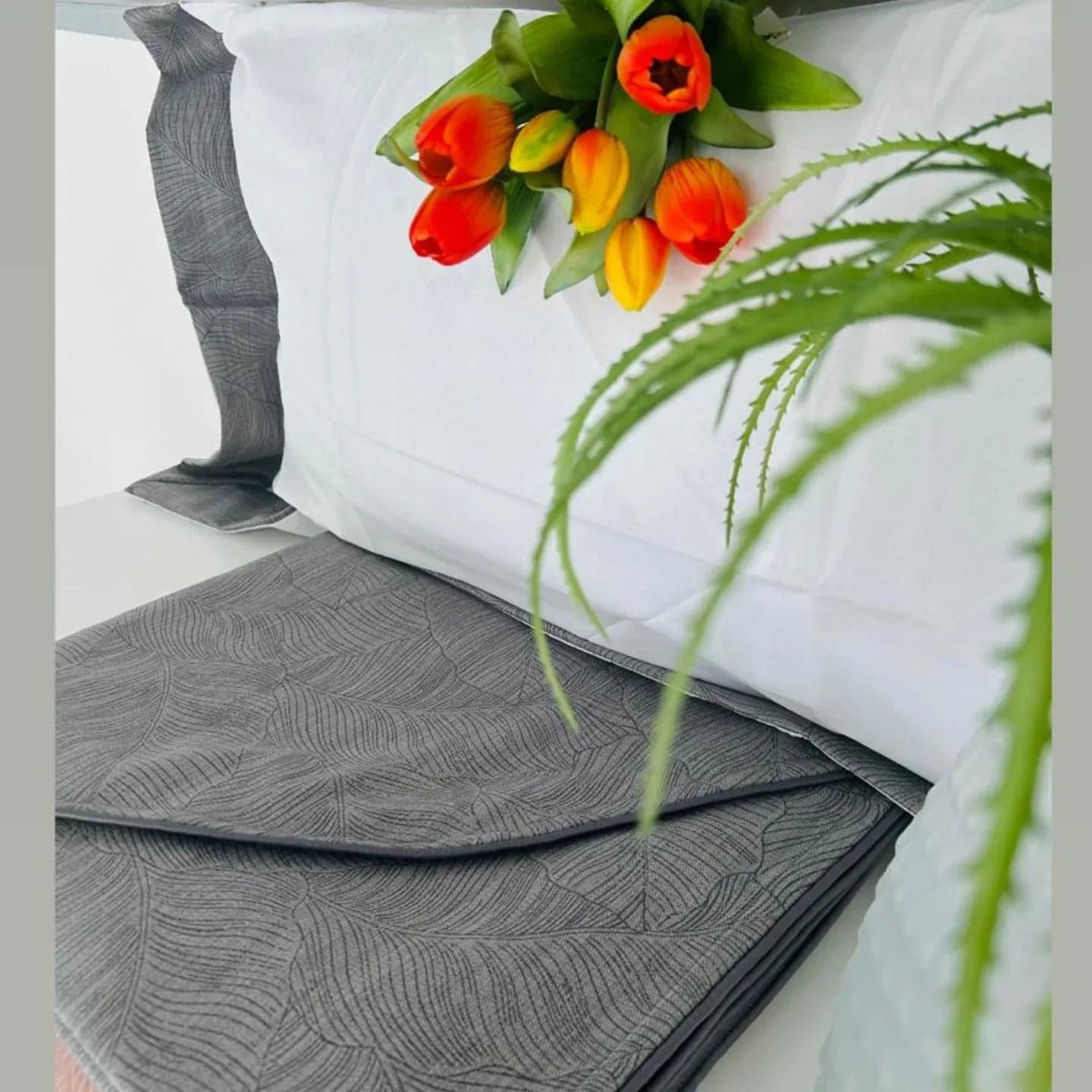 Copriletto + Lenzuolo Matrimoniale Alexander Tuscany Home Foglie – Jacquard 260x260 cm - 3