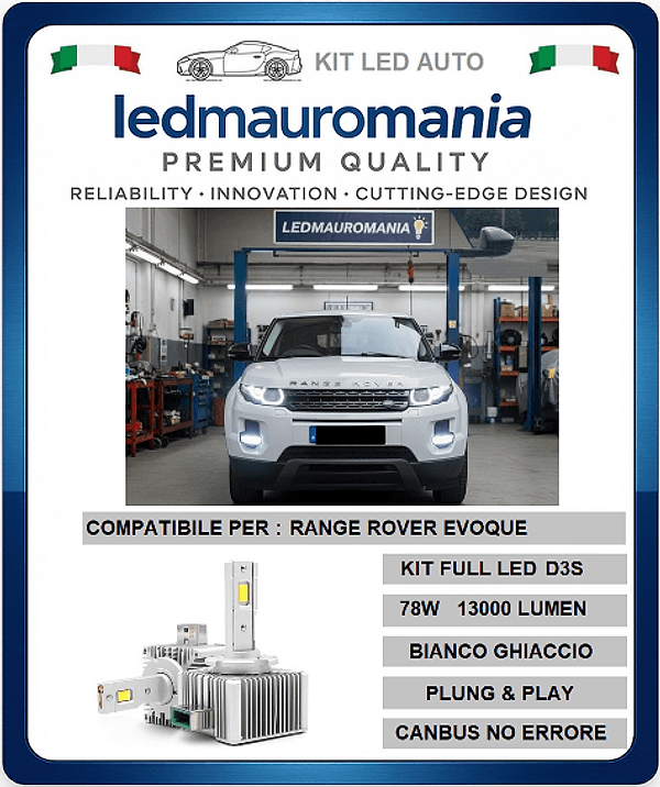 KIT LED D3S 78W RANGE ROVER EVOQUE CONVERSIONE BI-XENON A LED 6000K CANBUS - 3