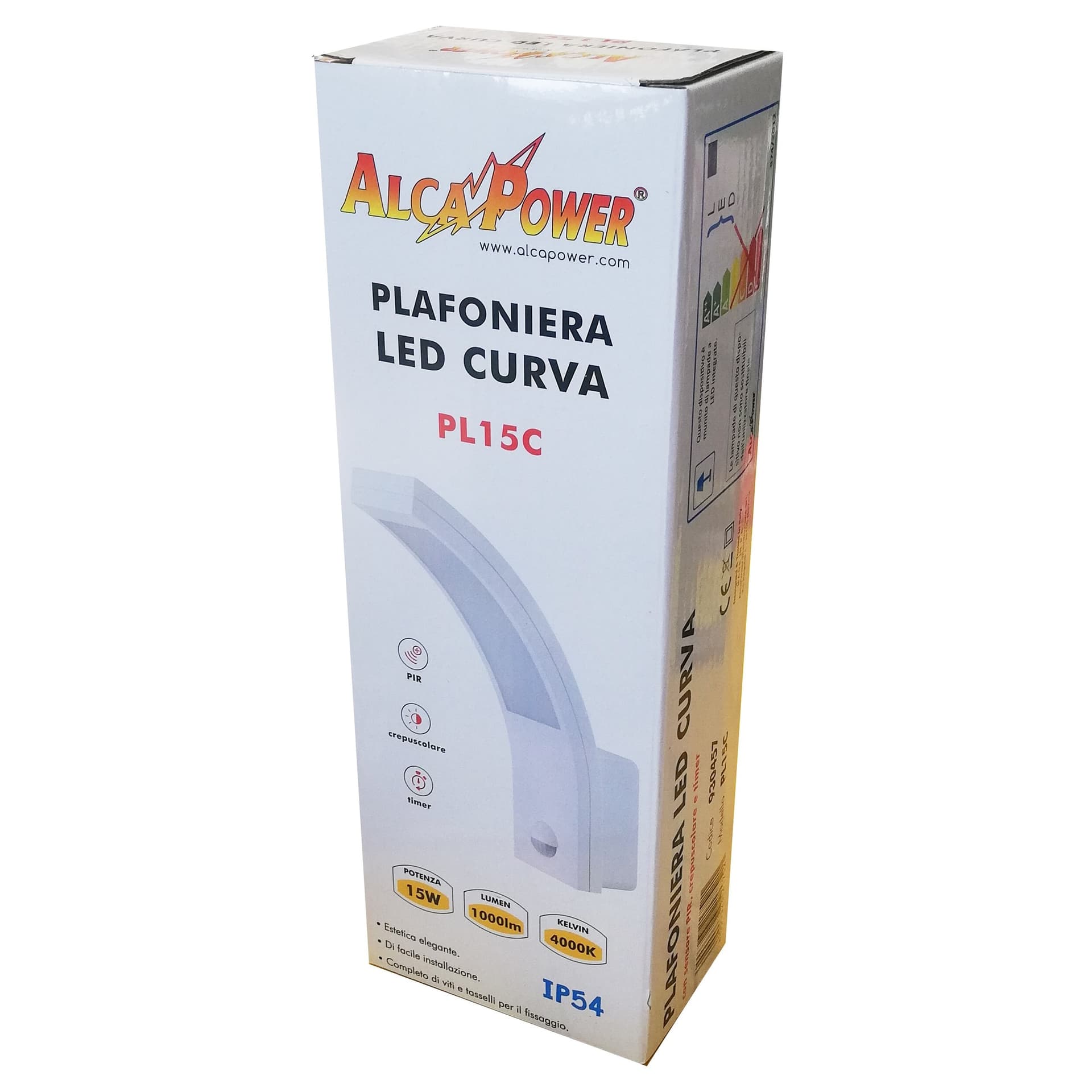 Alca Power plafoniera a LED da 15W IP54 curva + sensore - per esterni ed interni - 2