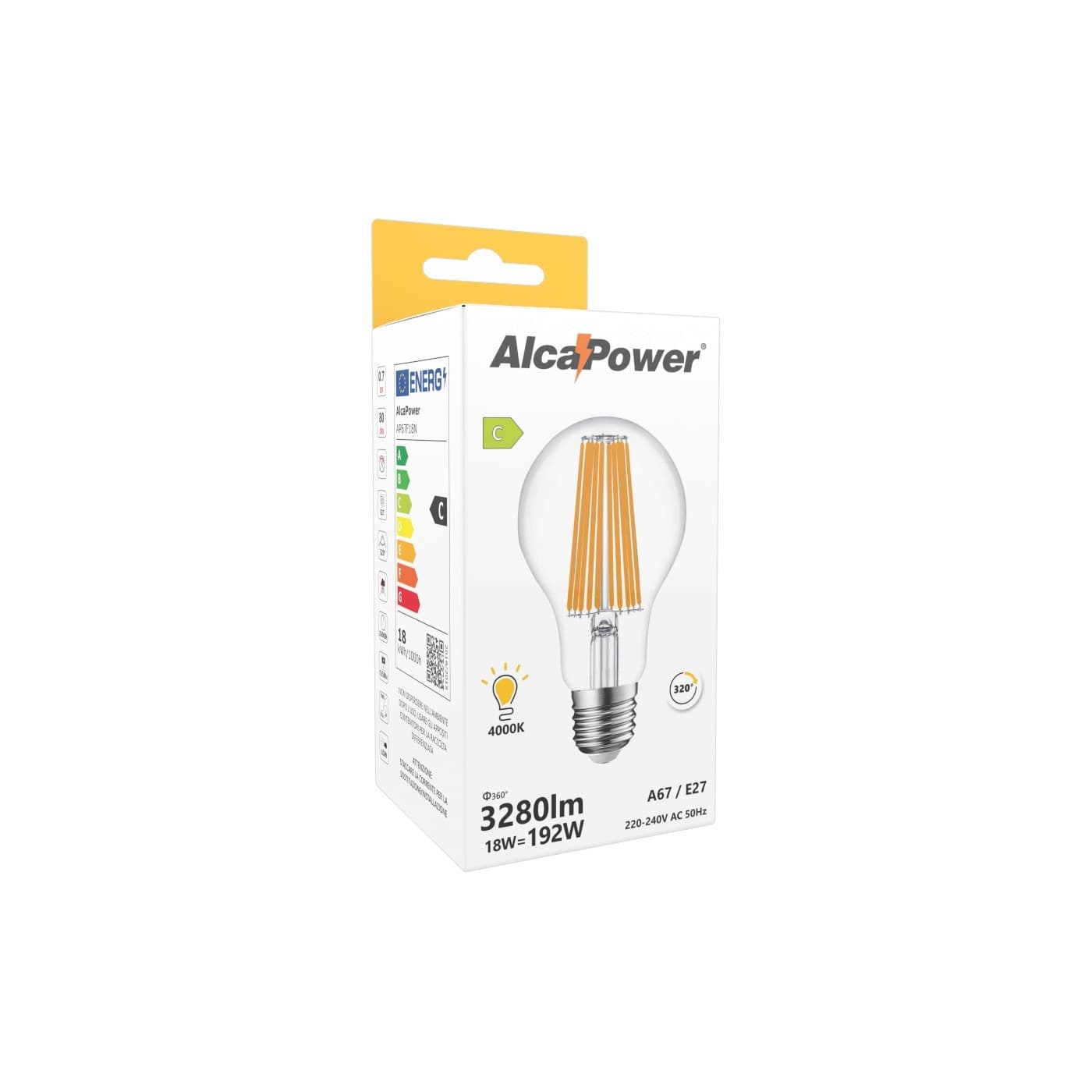 Alca Power A67 18W 220V 3280LM 4000K E27 lampada classica a filamento a led - 3
