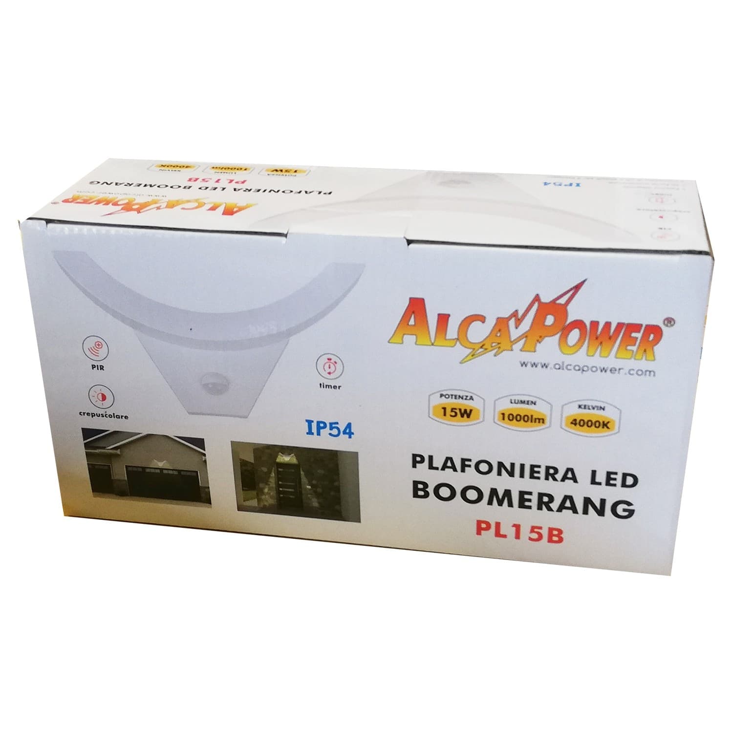 Alca Power plafoniera a LED da 15W IP54 a boomerang + sensore - per esterni ed interni - 2