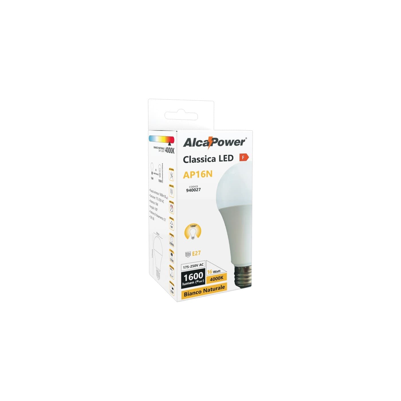 Alca Power A60 16W 175-250V 1600LM 4000K E27 lampada classica a led - 3