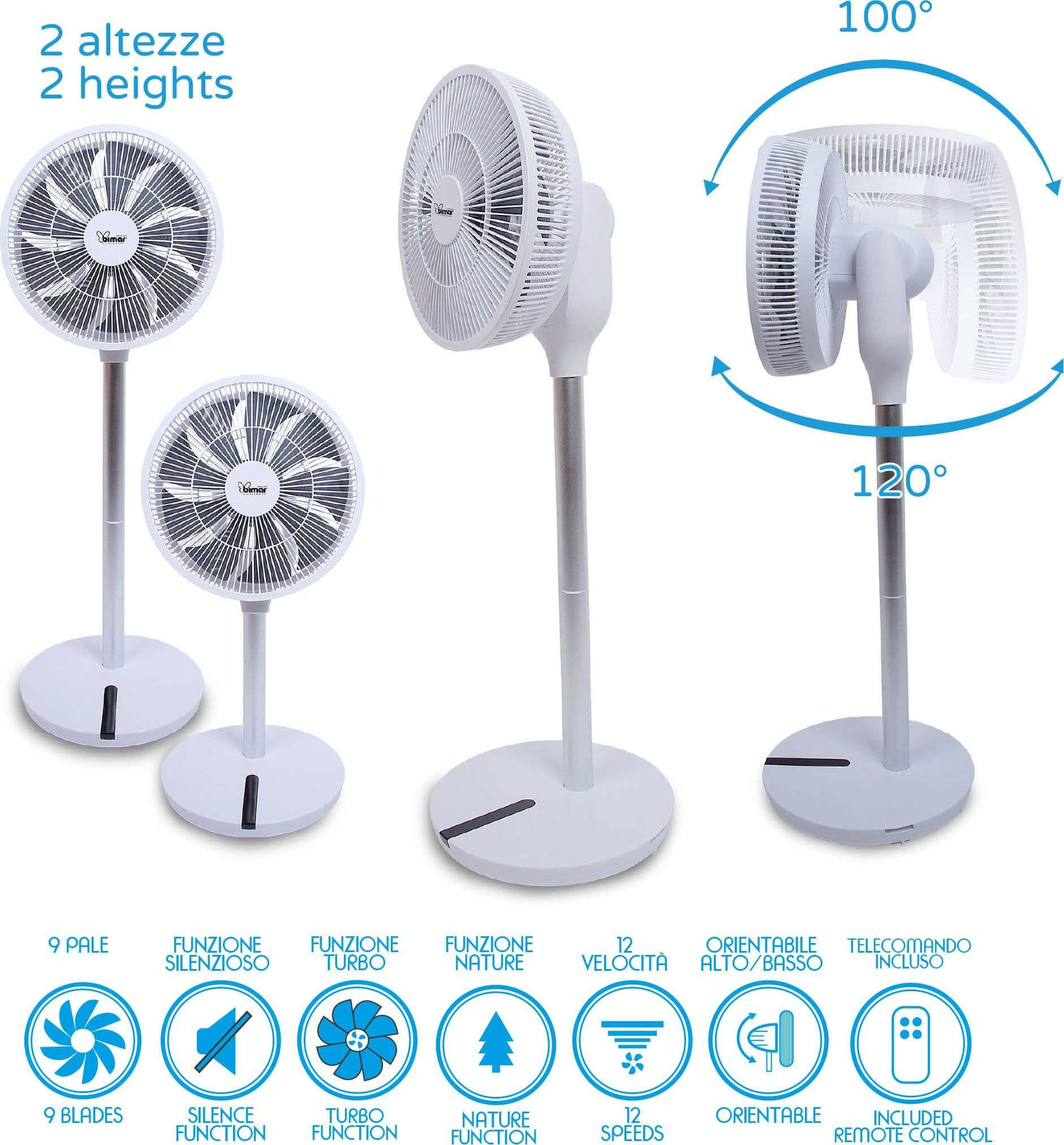 Bimar V 360 ventilatore a piantana e/o tavolo 30cm con diffusione 3D - 5