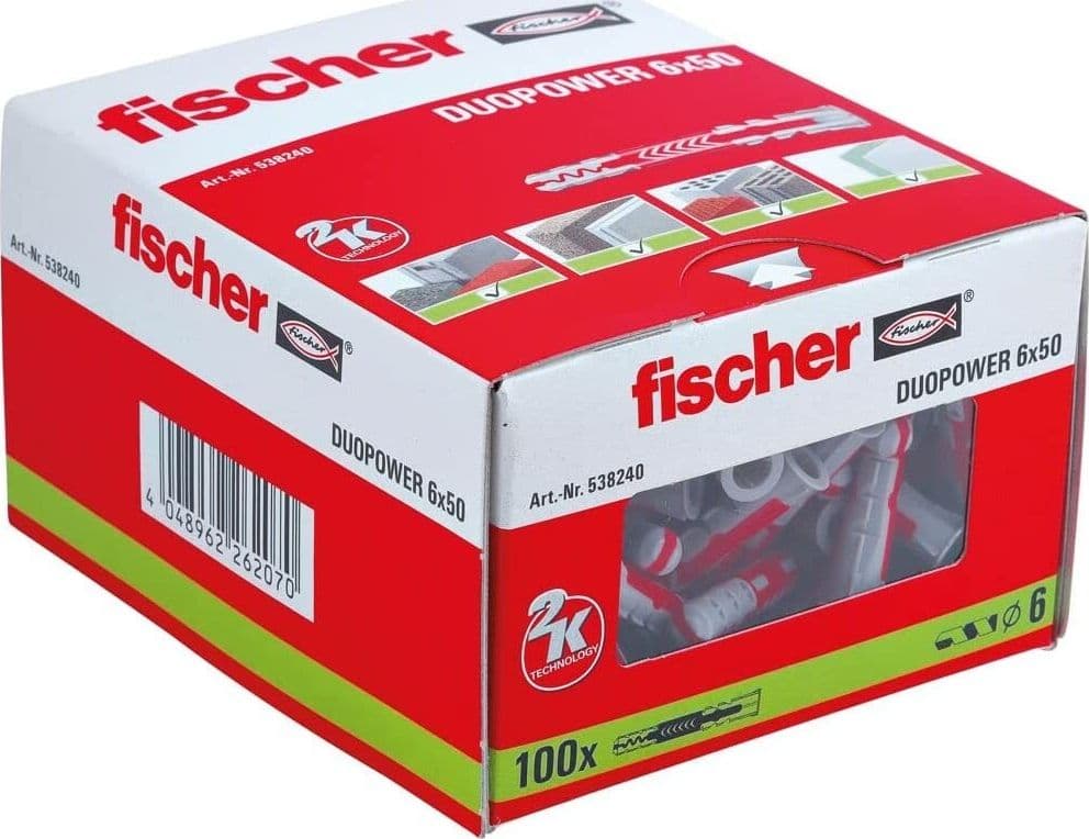 Fischer Duopower tassello prolungato nylon da 6x50mm - 100pz - 5