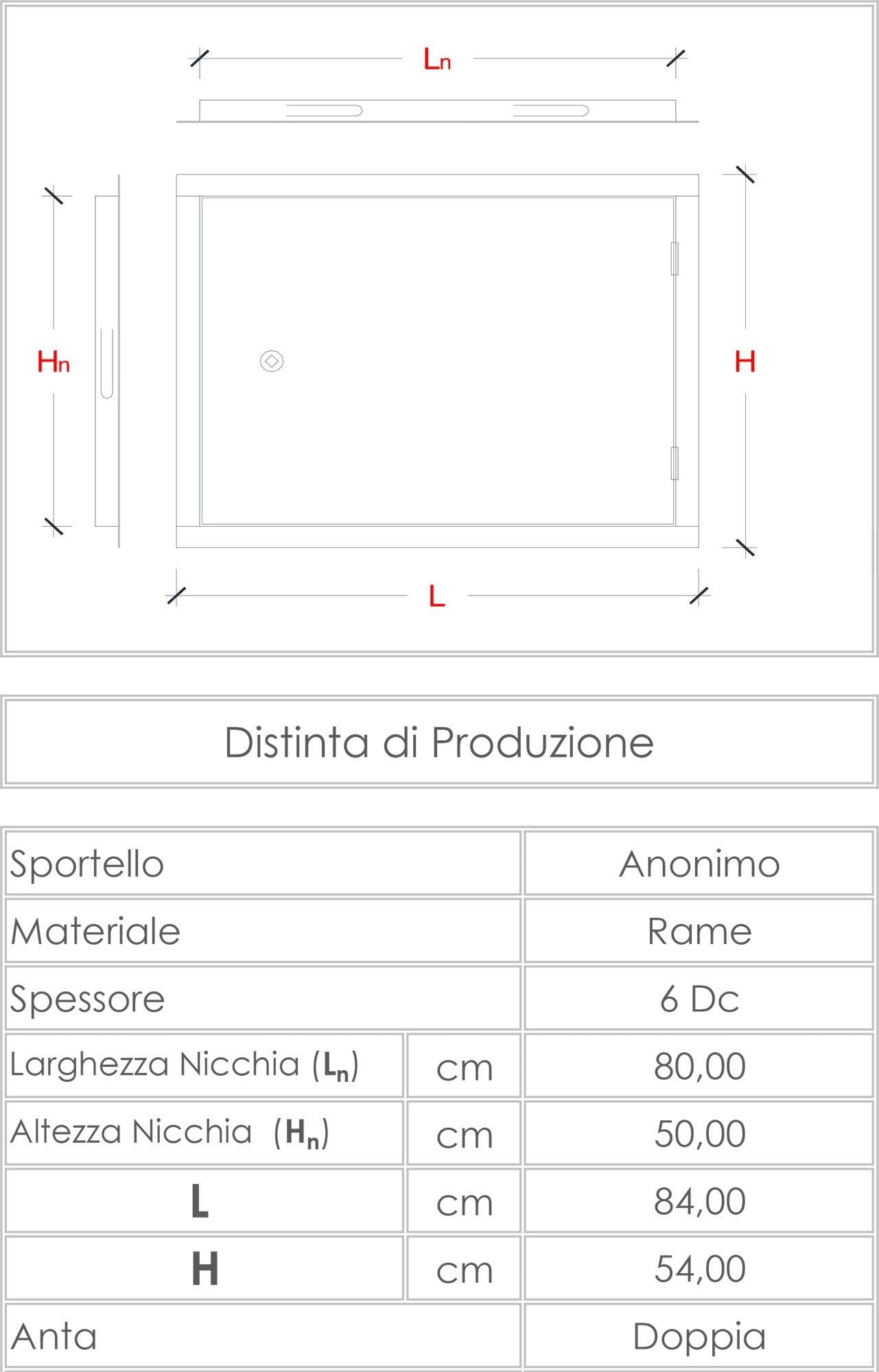 Sportello anta doppia rame per contatore gas L 84 x H 54 cm - 4