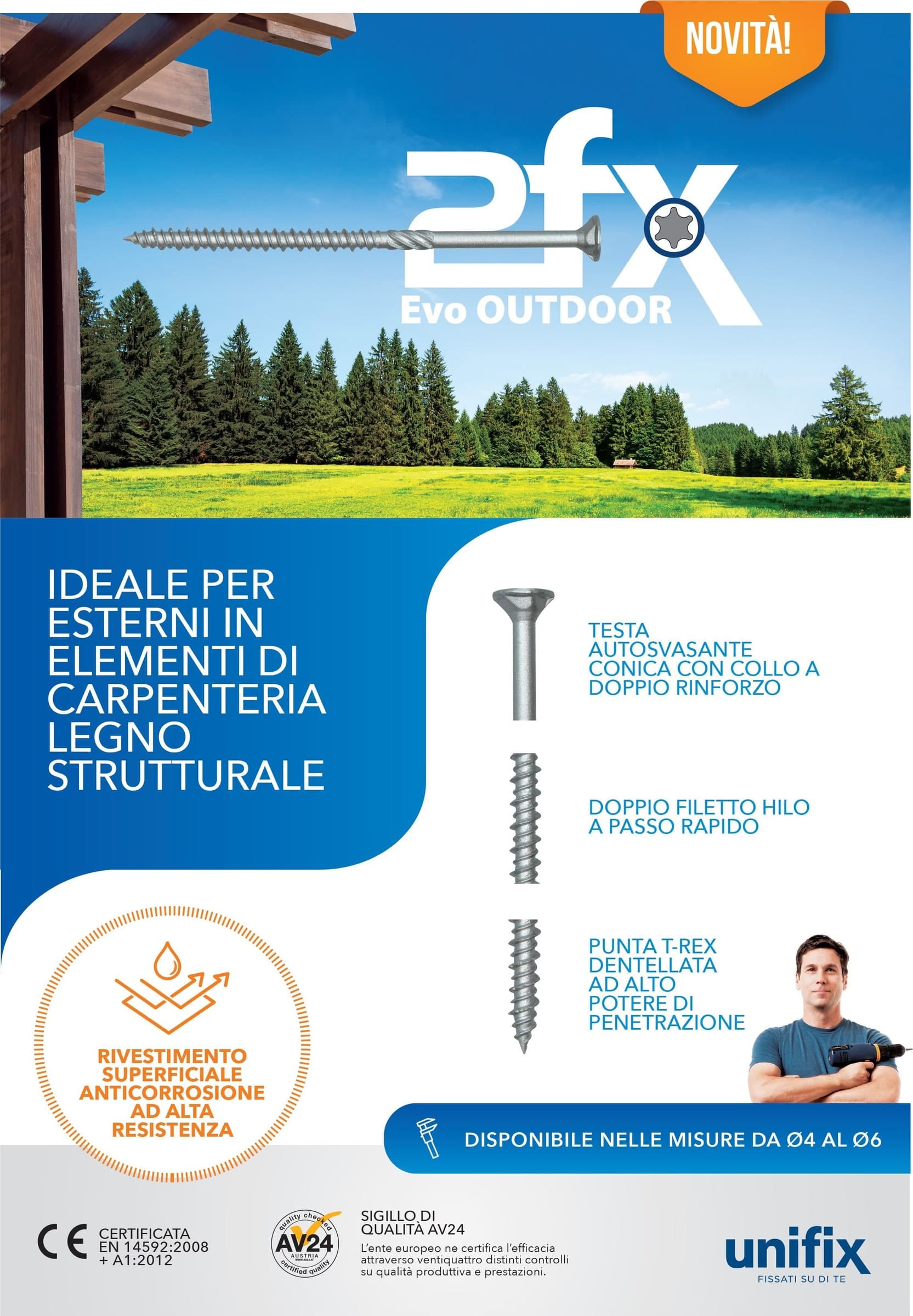 Vite per legno 6x180mm - 10 unità 2FX Duofix Evo Outdoor impronta torx - 7