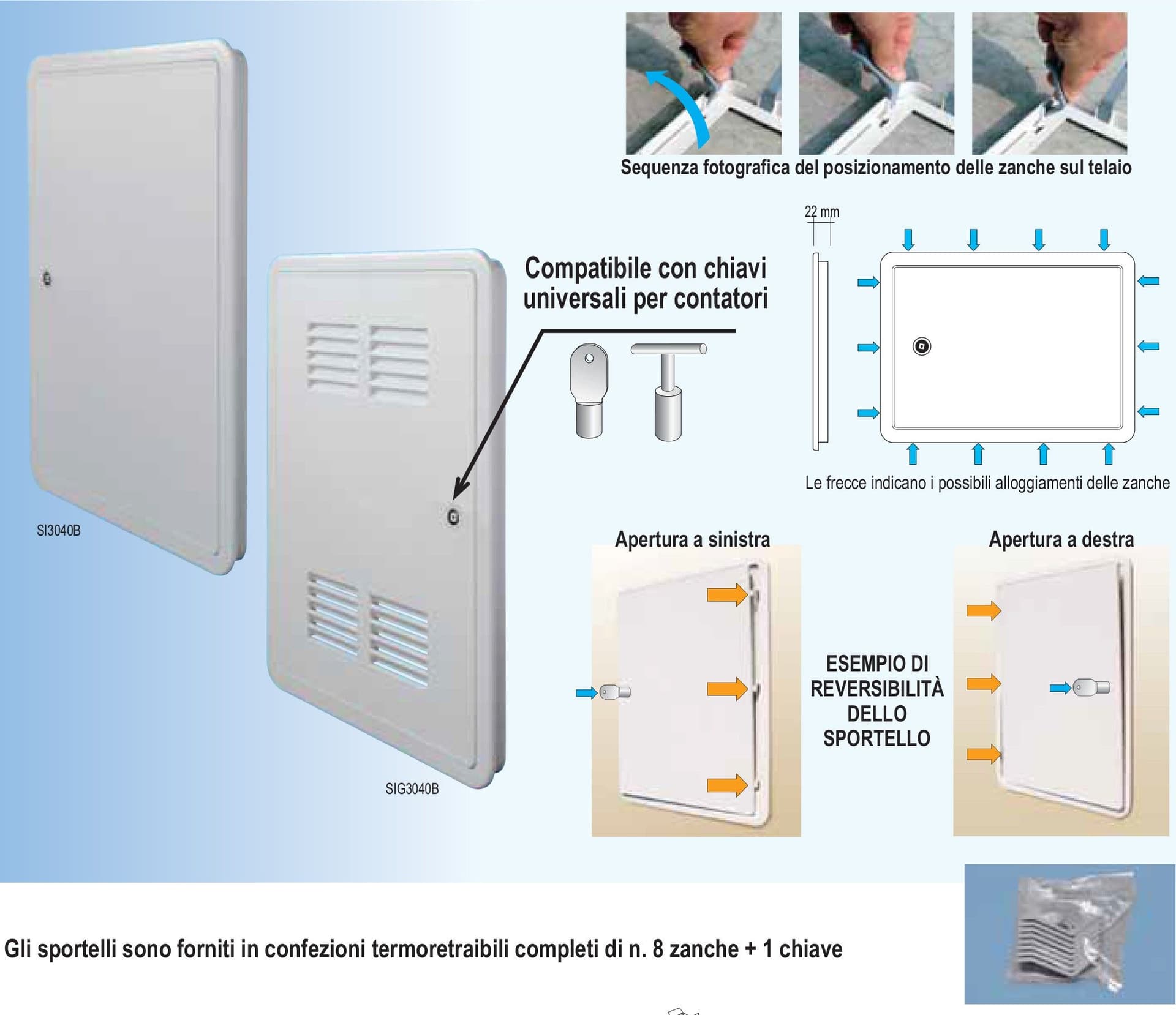 Sportello portello porta per gas in ABS bianco L 335 x H 435 x P 22mm per ispezione - 5