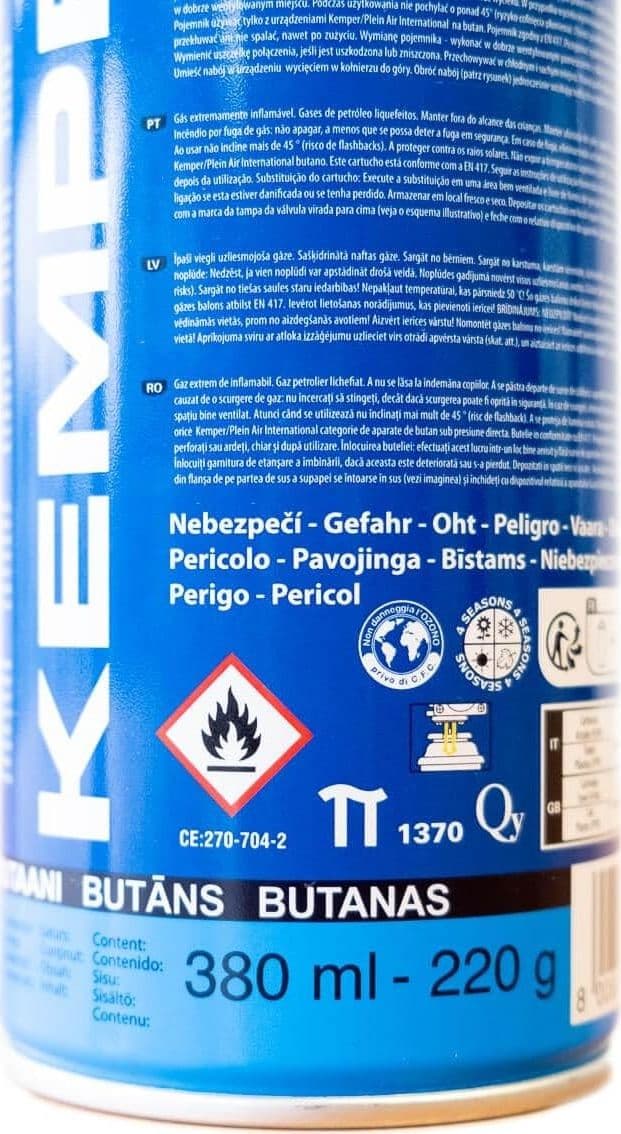Kemper bomboletta gas 227gr / 380ml con valvola di sicurezza per lume riscaldatori cucine fornelli - 5