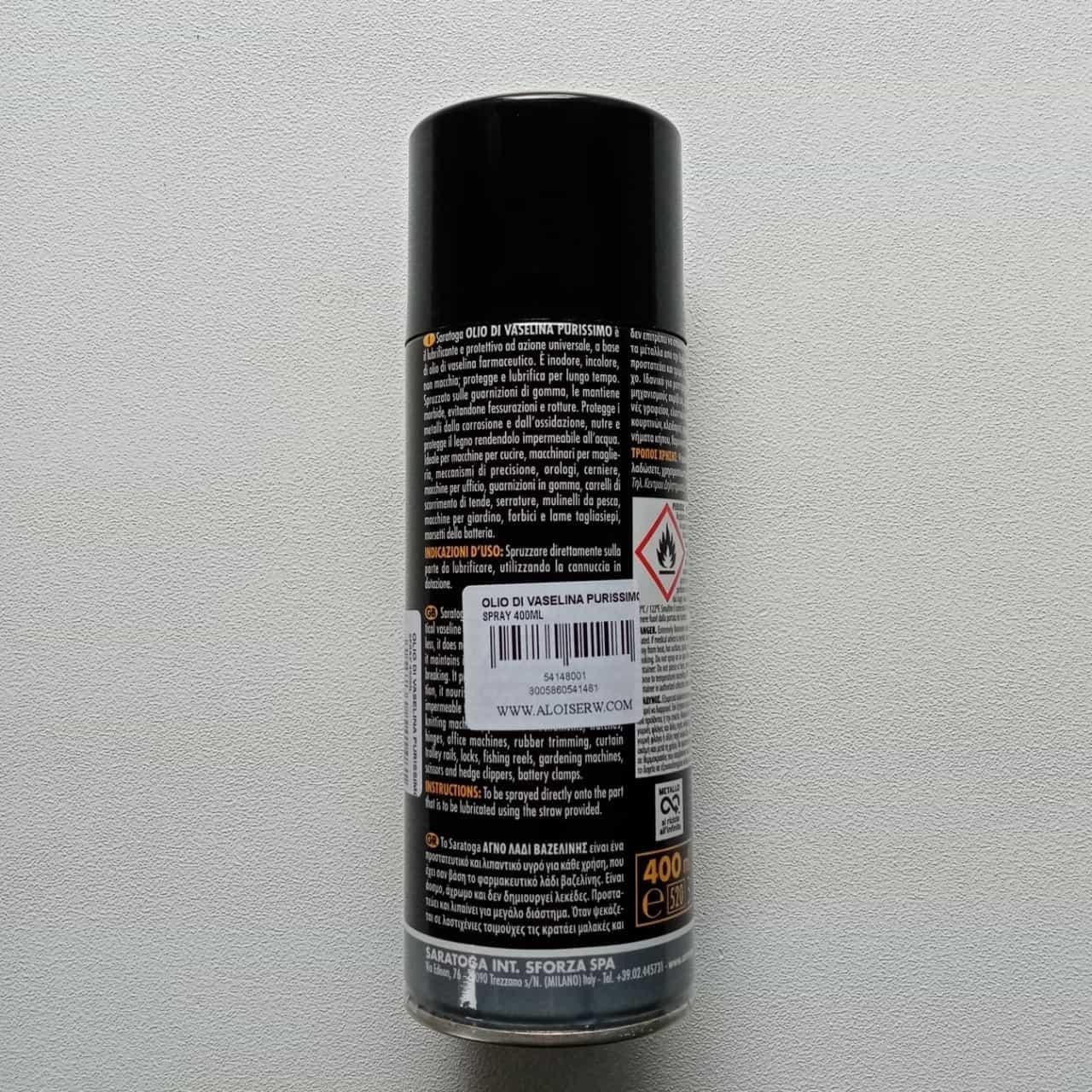 Saratoga 400ml olio di vaselina purissimo spray lubrificante e protettivo con cannuccia dosatrice - 2