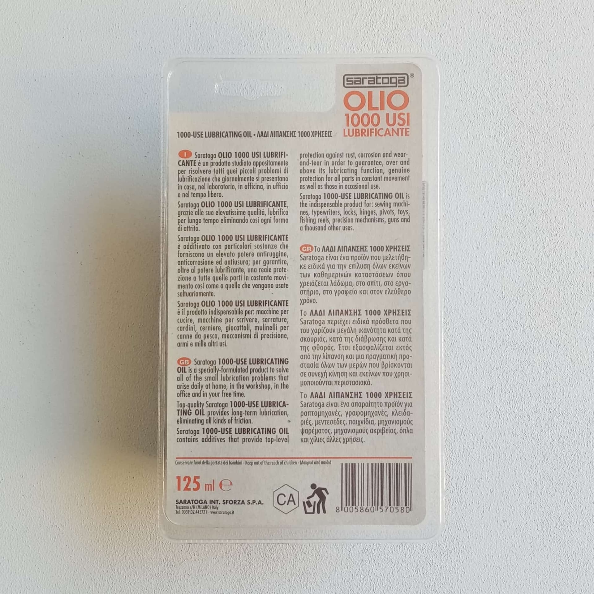 Saratoga 125ml olio milleusi lubrificante in blister - 3