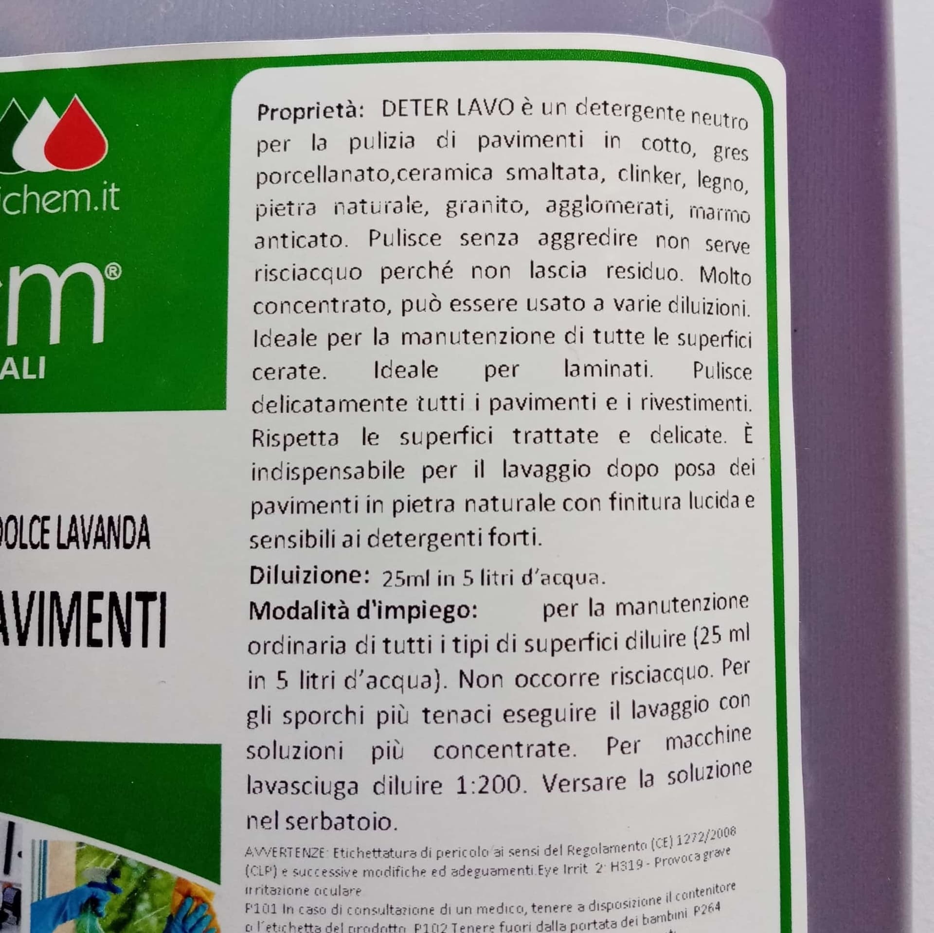 Abichem 5lt DETER LAVO Dolce Lavanda detergente igienizzante per pavimenti e superfici - 2