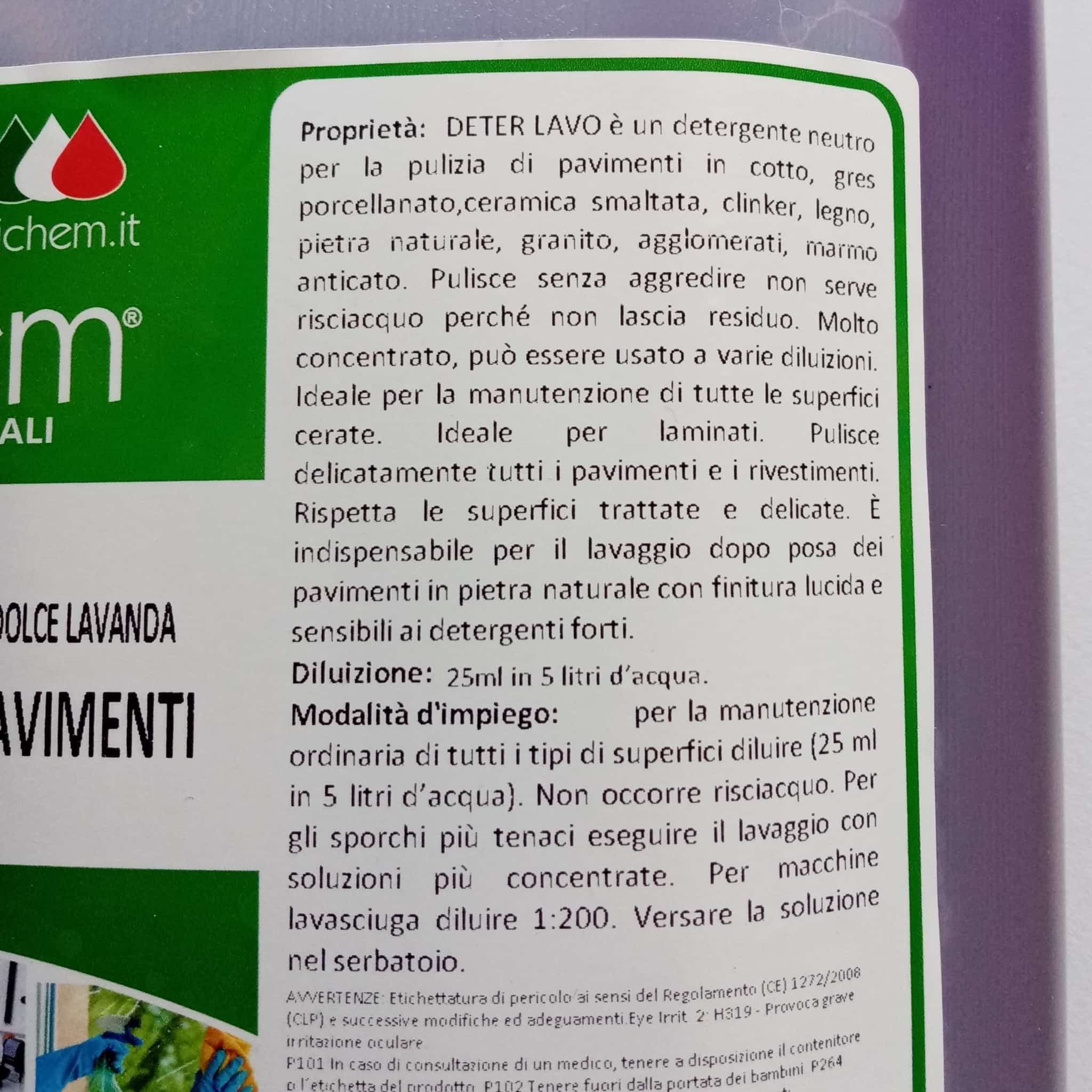 Abichem 5lt DETER LAVO Dolce Lavanda detergente igienizzante per pavimenti e superfici - 2