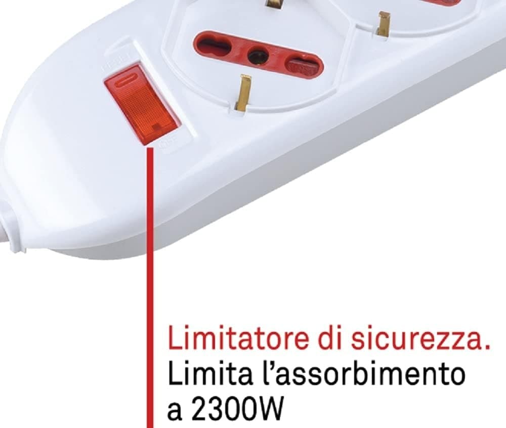 Multipresa bianca da 3 posti con 1 interruttore - 4