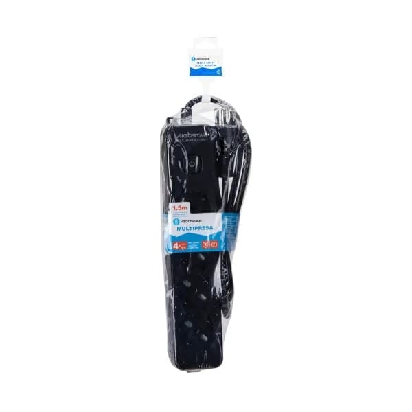 Multipresa nera da 4 posti universali con interruttore cavo da 1,5mt - 4